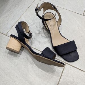 NYDJ Denim Blue and tan Georgia heeled sandals size 8M